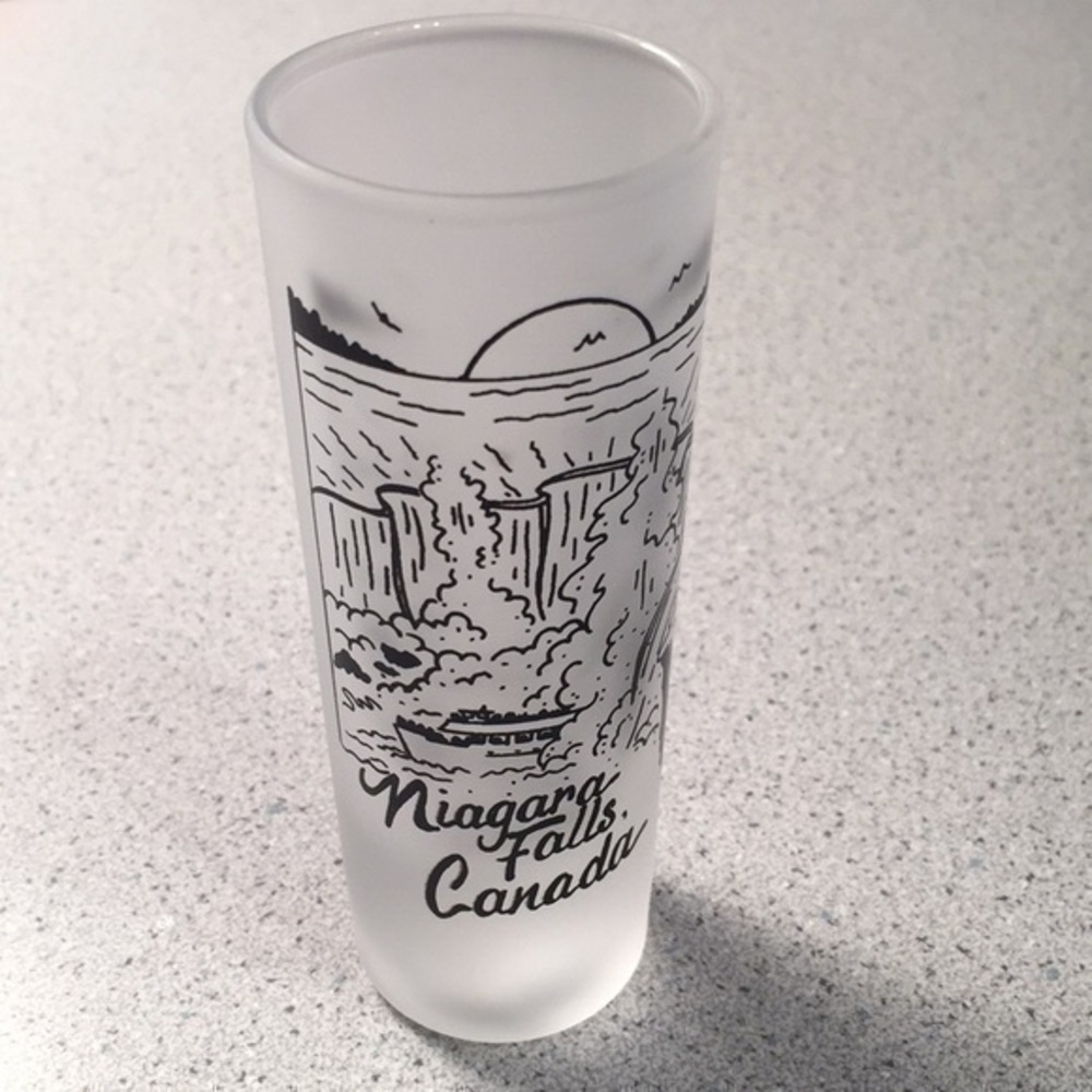 NEW Vintage Niagara Falls Canada 2 oz Shooter Tall Frosted Shot Glass